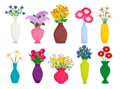  picture of flowers in vases