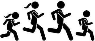 Stick figures running